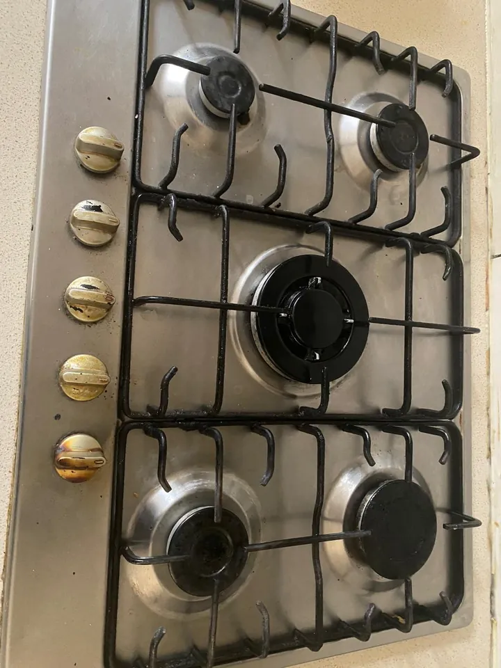 Four-burner stainless gas hob